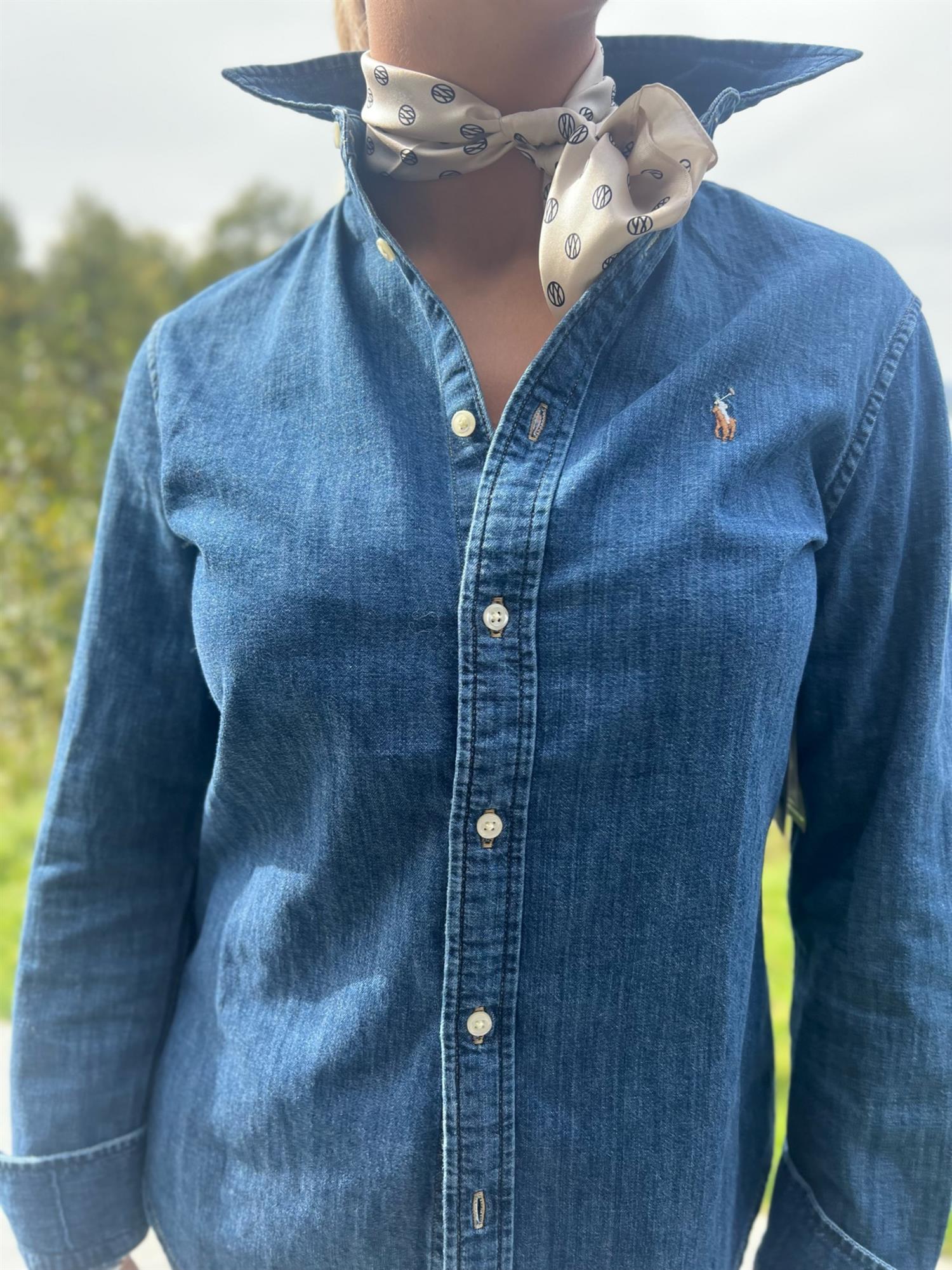 Denim Long Sleeve Button Front Shirt