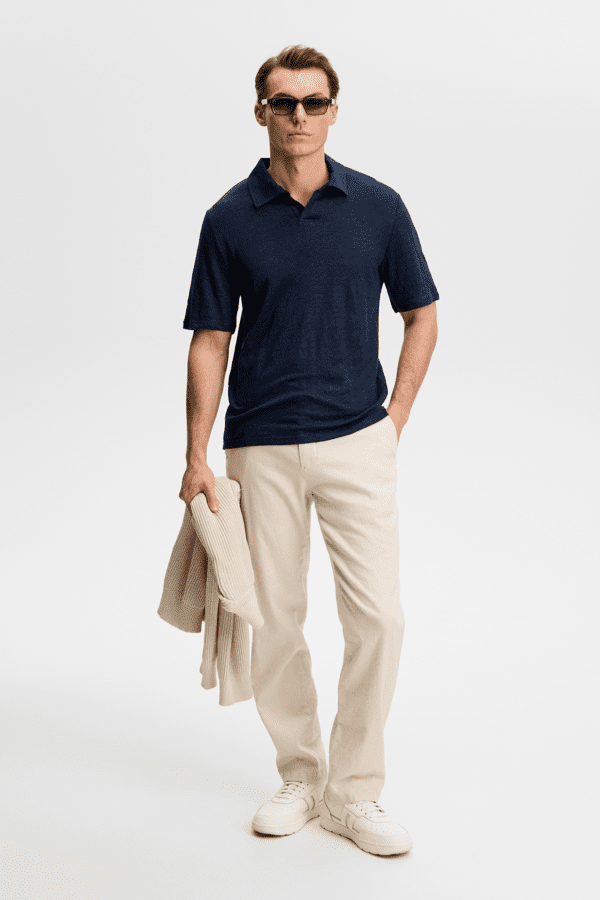 Roy Linen Polo - Navy