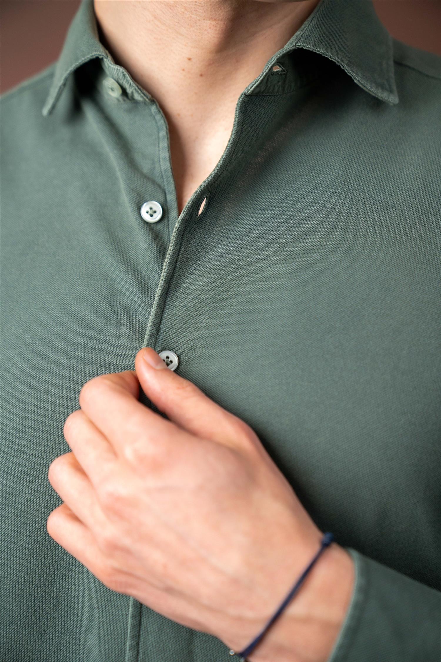 Long-sleeved Pique - Olive