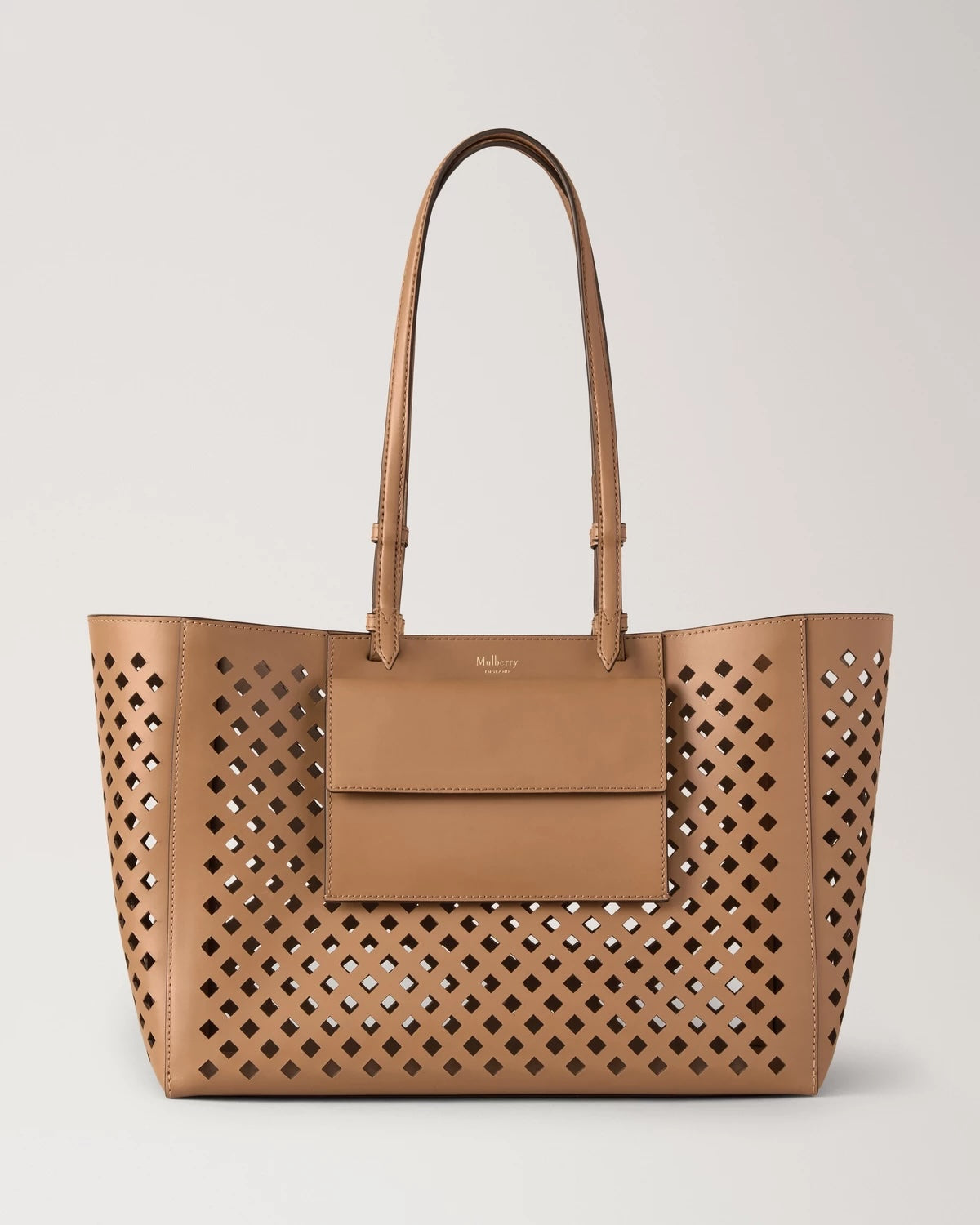 Perforated Tote Toffee Perforated Leather