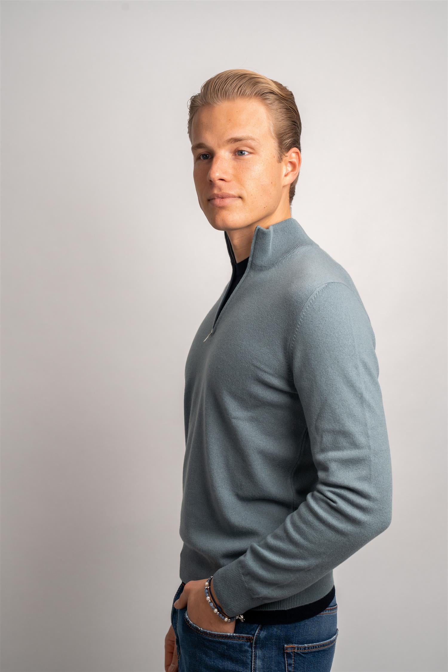 Half Zip Cashmere - Green
