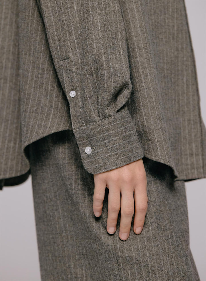 Sophie Wool Blend Shirt Grey Stripe