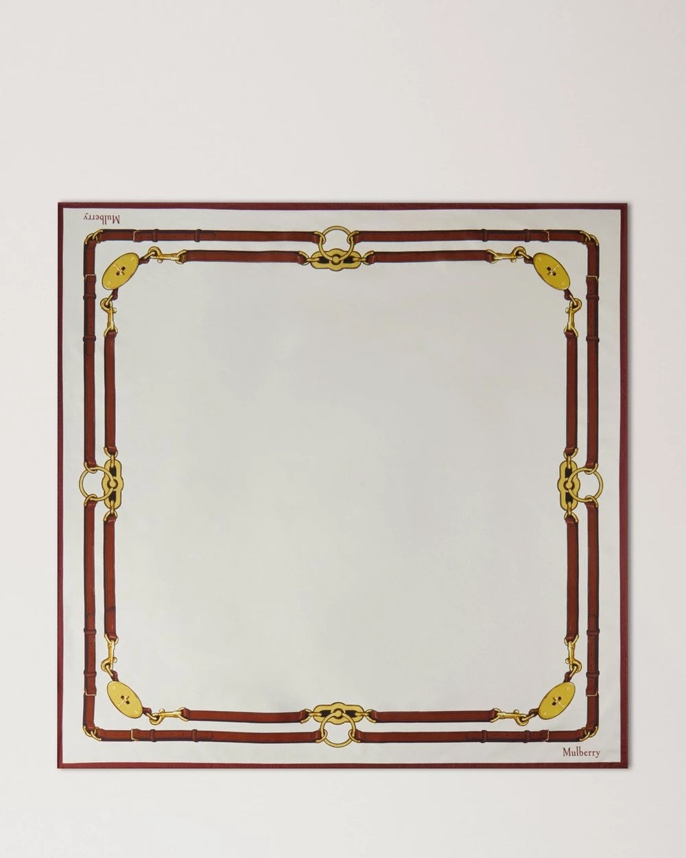 Square Scarf - Belted Border Cream Silk Twill 70 x 70 cm