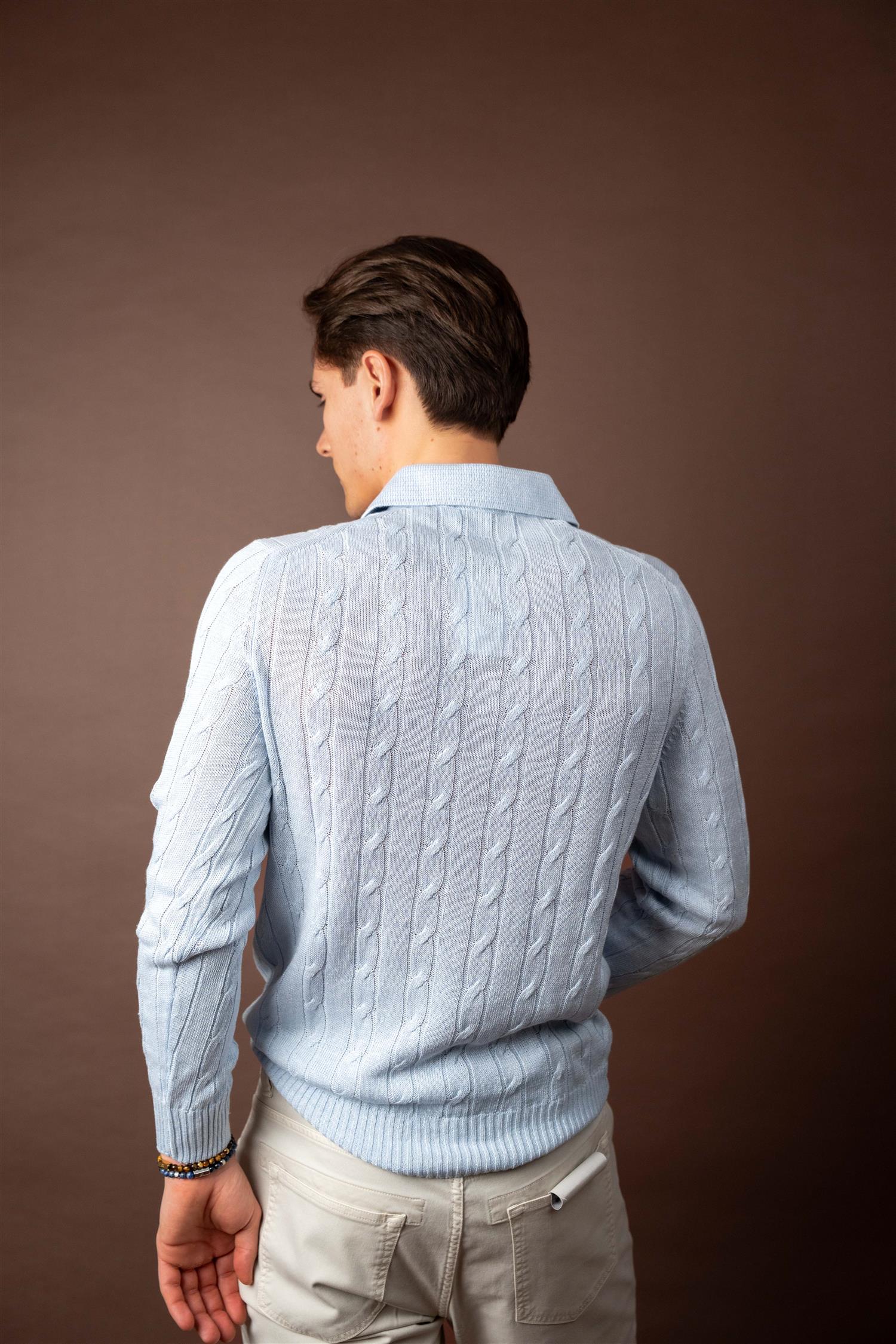 LS Polo Cabel Linen - Lyseblå