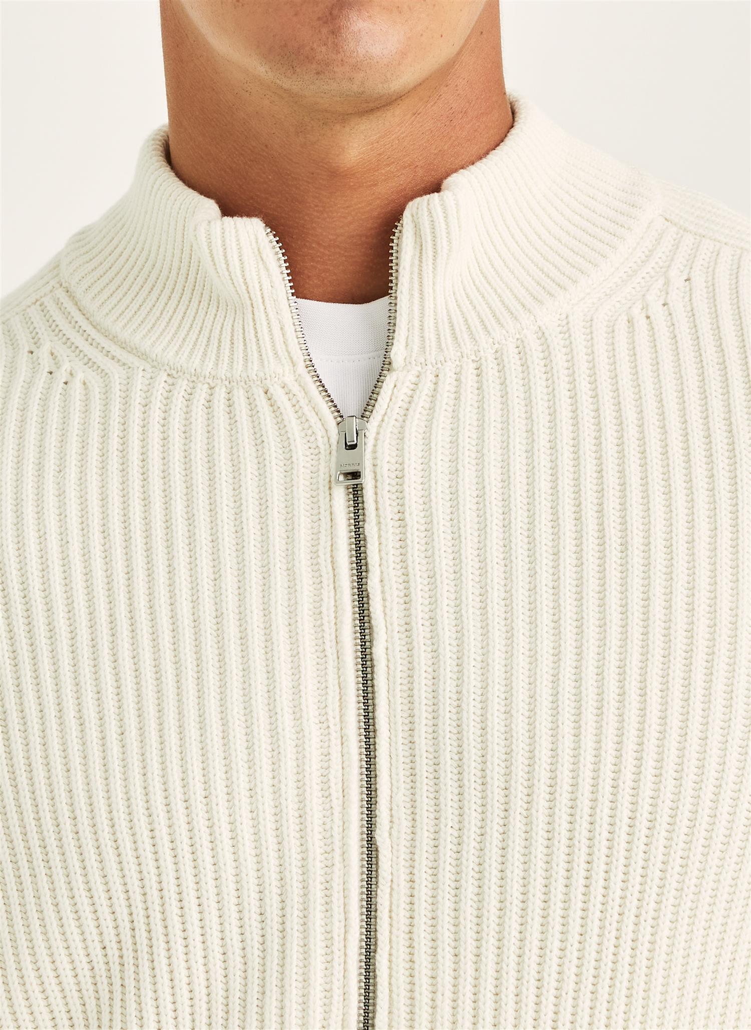 Brenton Zip Cardigan - Off White