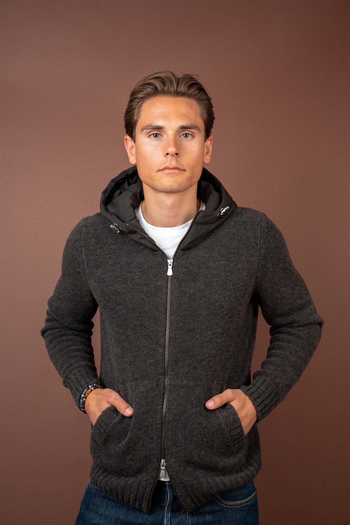 Jacket Nylon Hood - Dark Brown