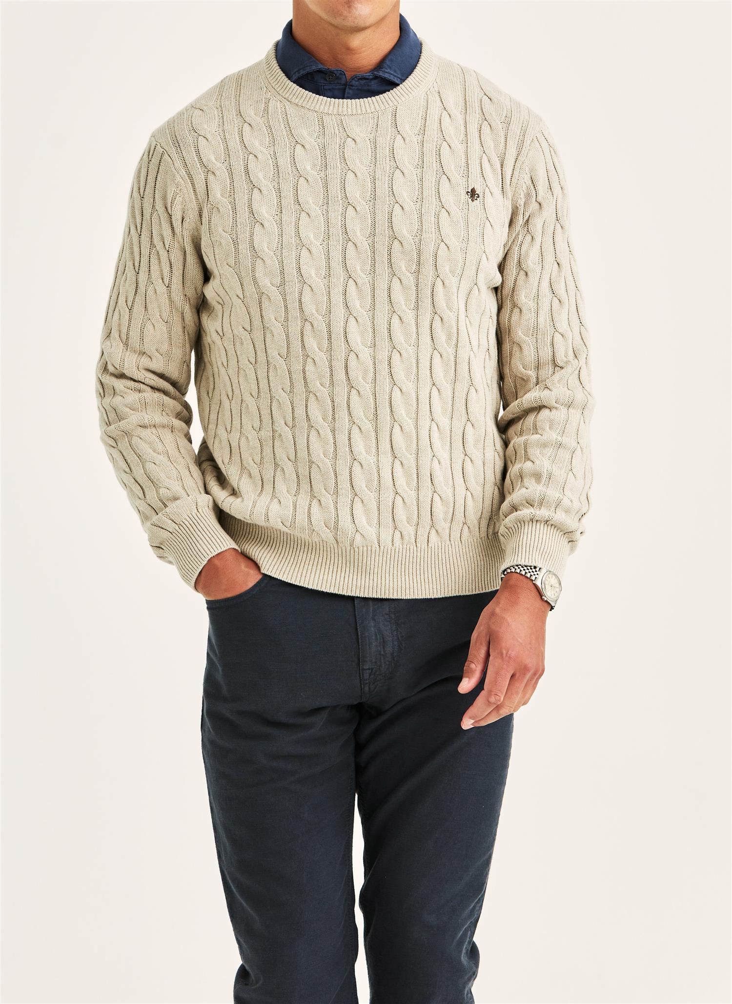 Ethan Cable Oneck - Khaki