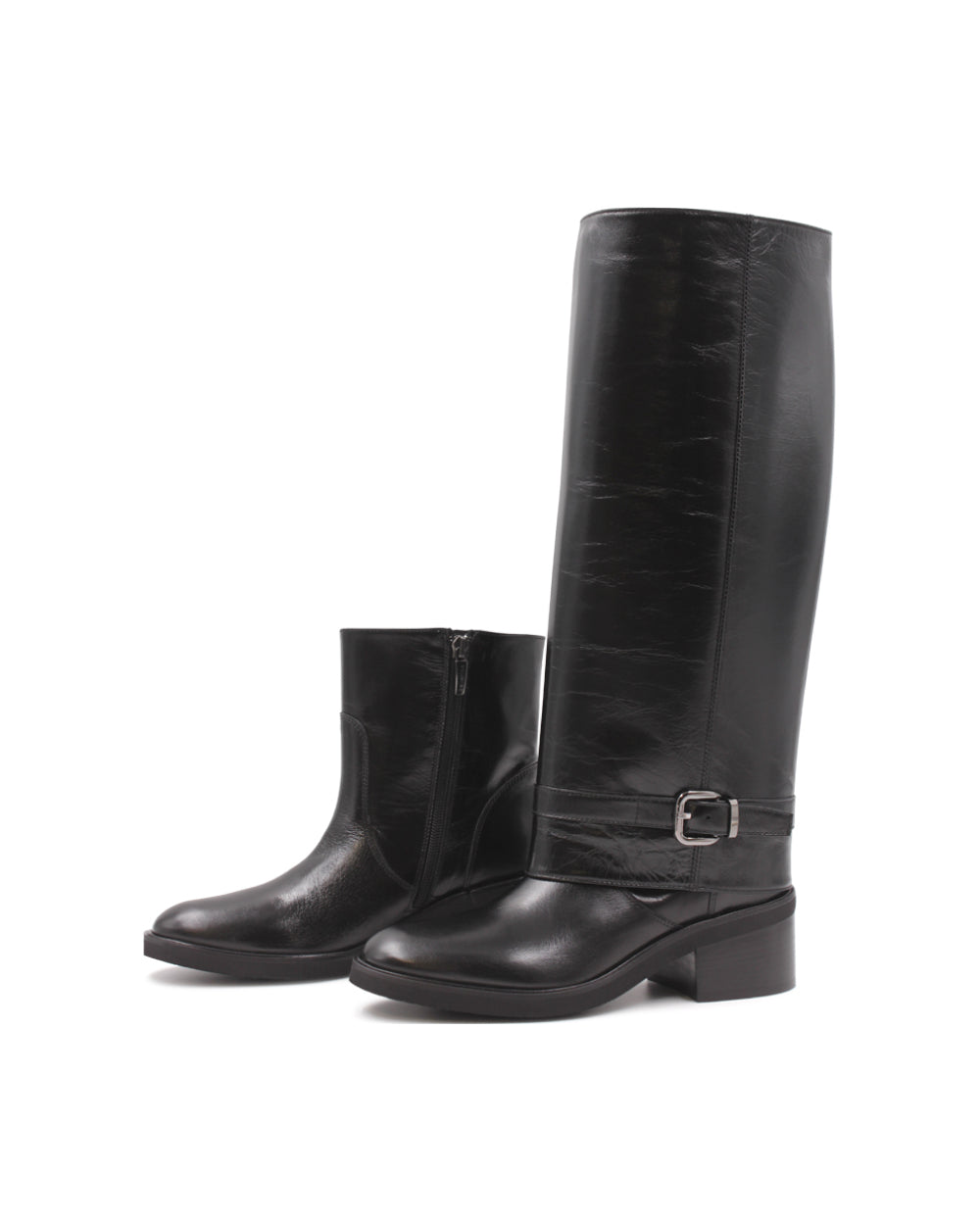 Convertible Leather Boot Black