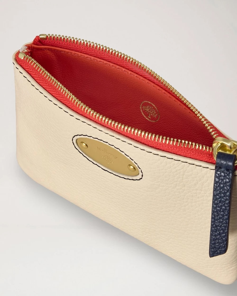 Mulberry Plaque Zip Coin Pouch SCG Clotted Cream-Coral