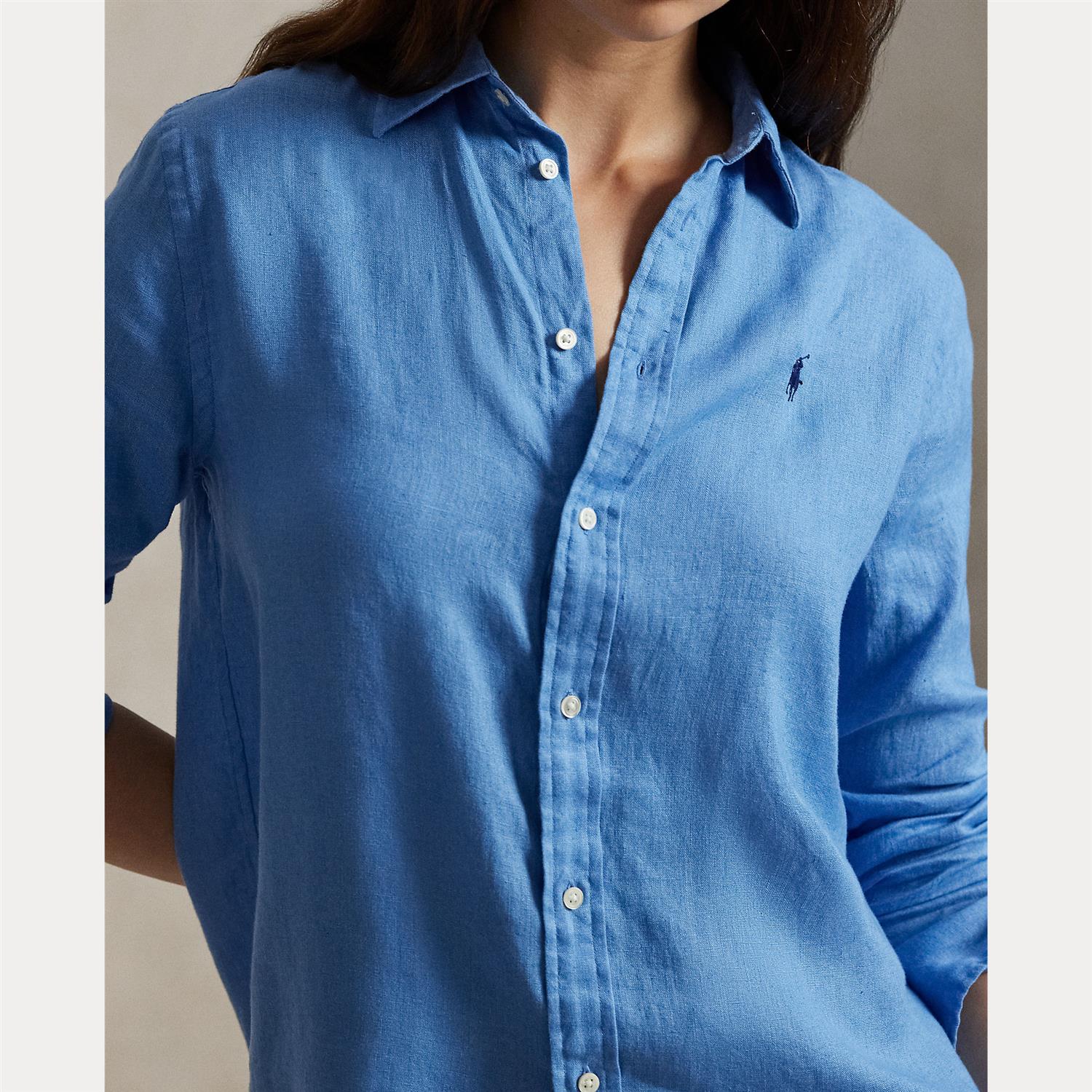 Classic-Long Sleeve-Button Front Shirt Blue