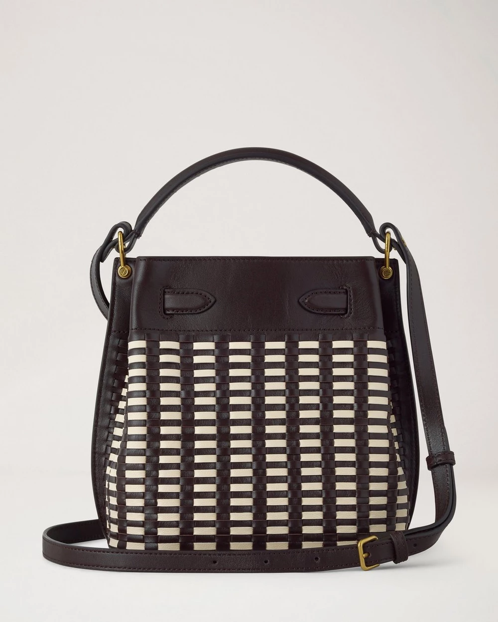 Islington Bucket Woven Leather Ebony-Eggshell