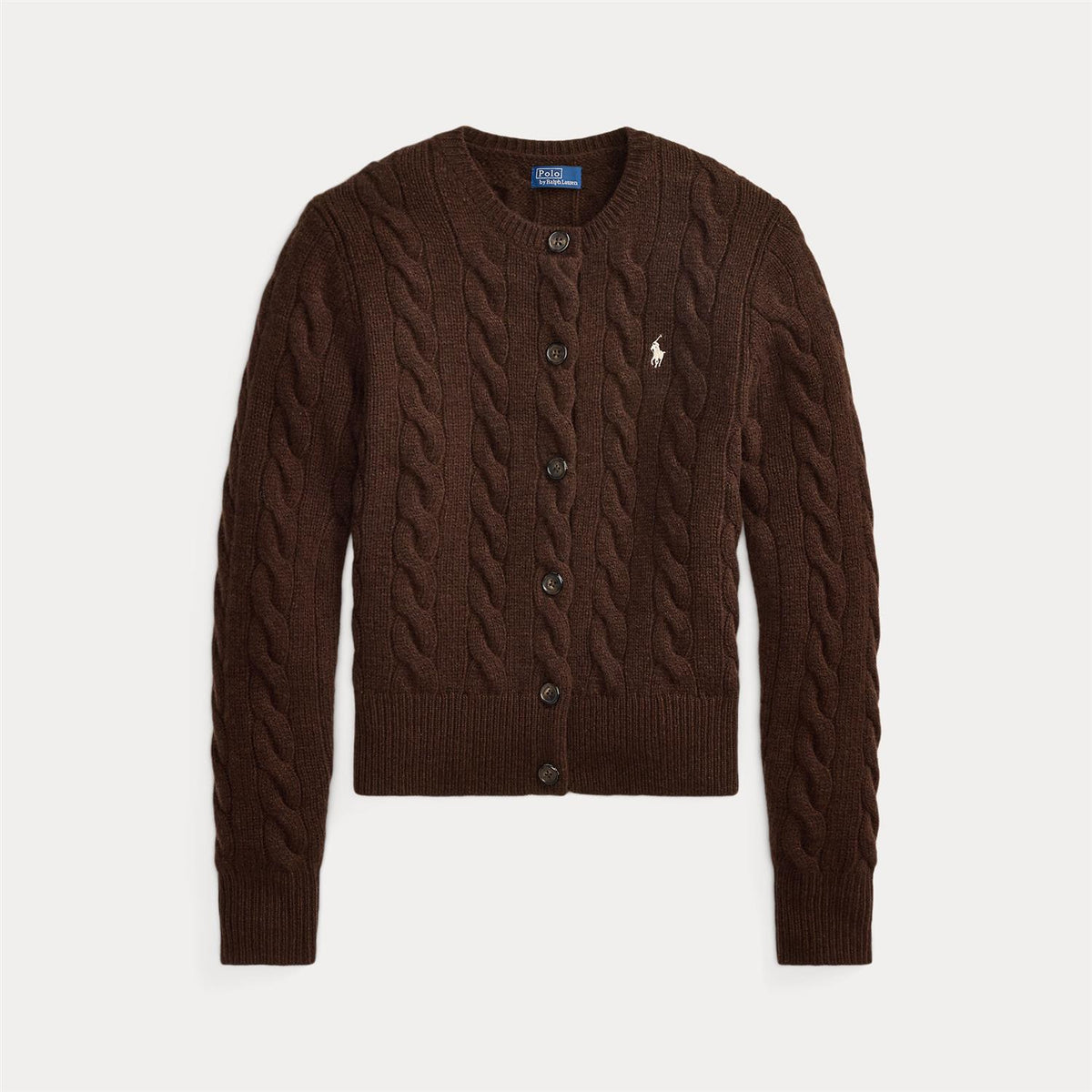 Cable-Knit Wool-Cashmere Cardigan - Brown