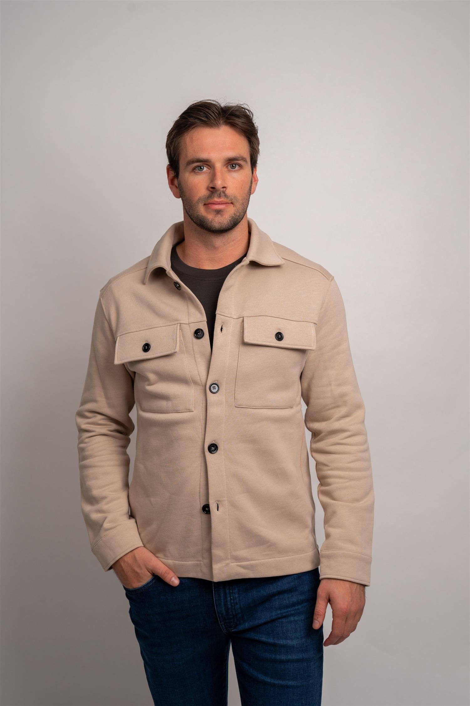 Shirt Jacket Buttons - Beige