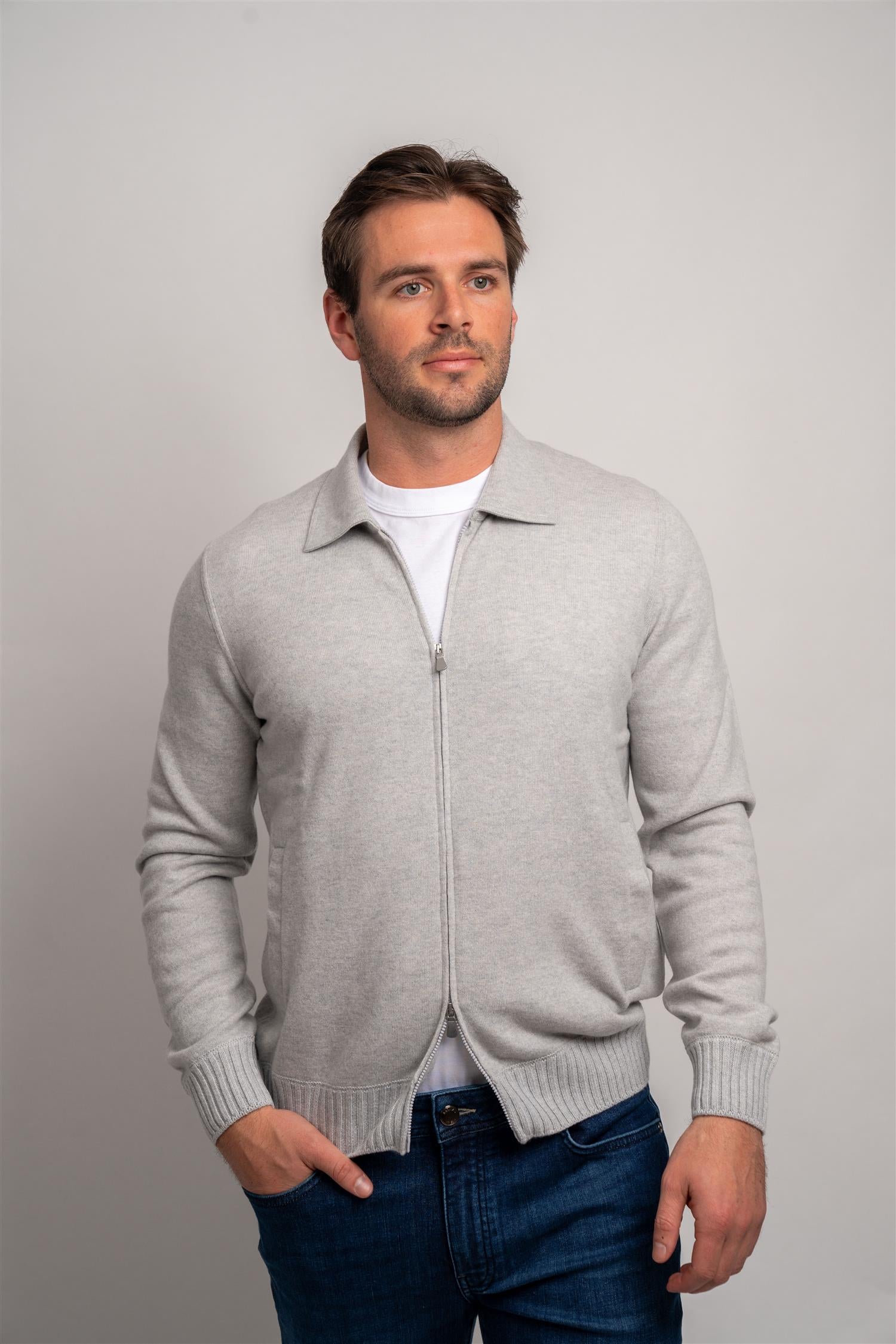 Full Zip Polo - Grey