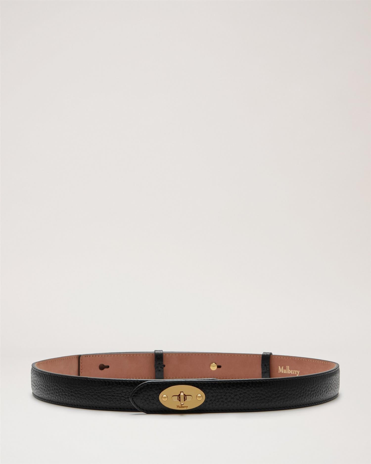 Darley Thin Belt Natural Grain Leather Black