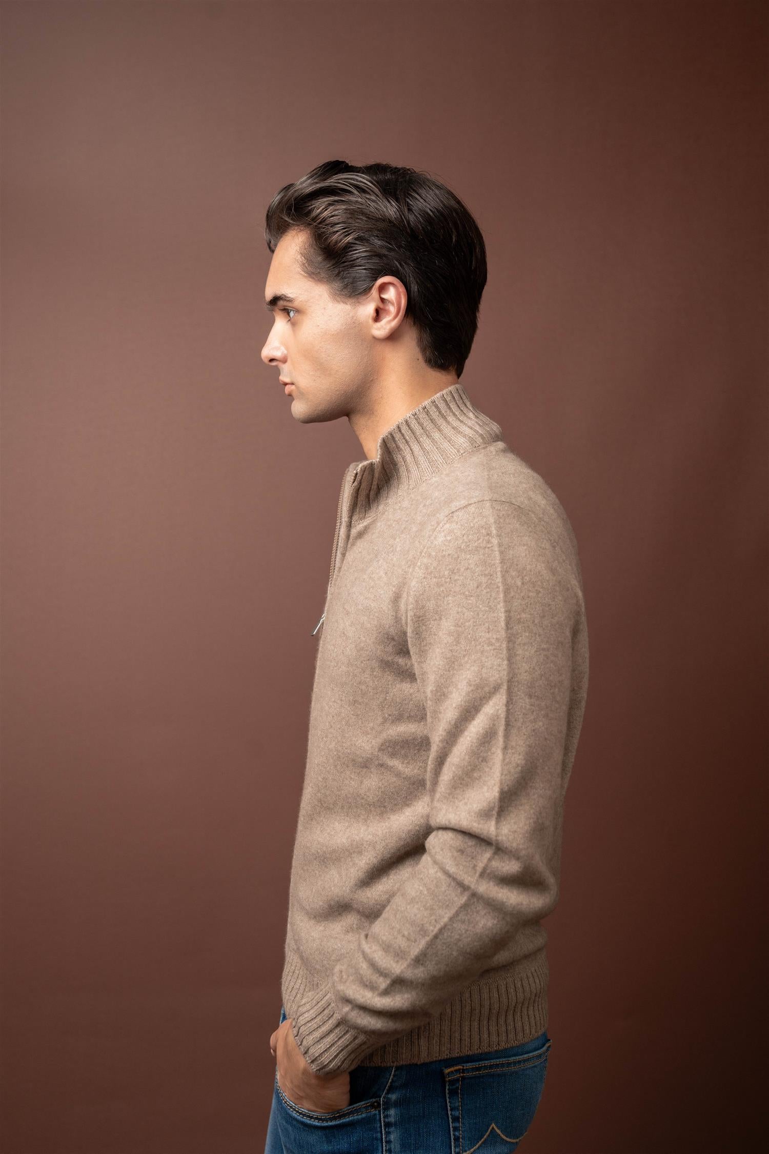 Full Zip - Felted Cashmere - Beige