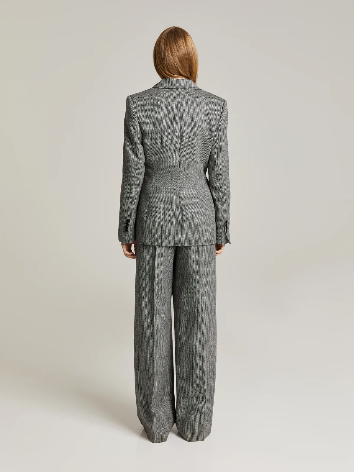 Traci Wool Blazer Grey Herringbone