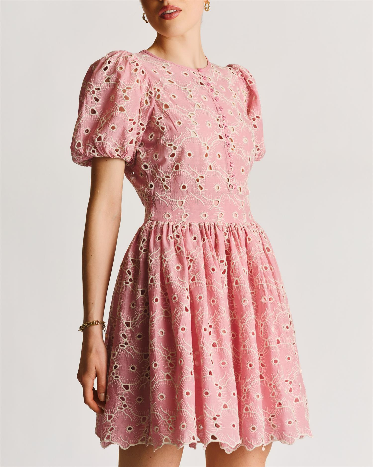 Broderie Anglaise Puffed Dress