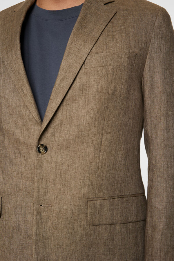 Elton Super Linen Blazer - Sepia Tint