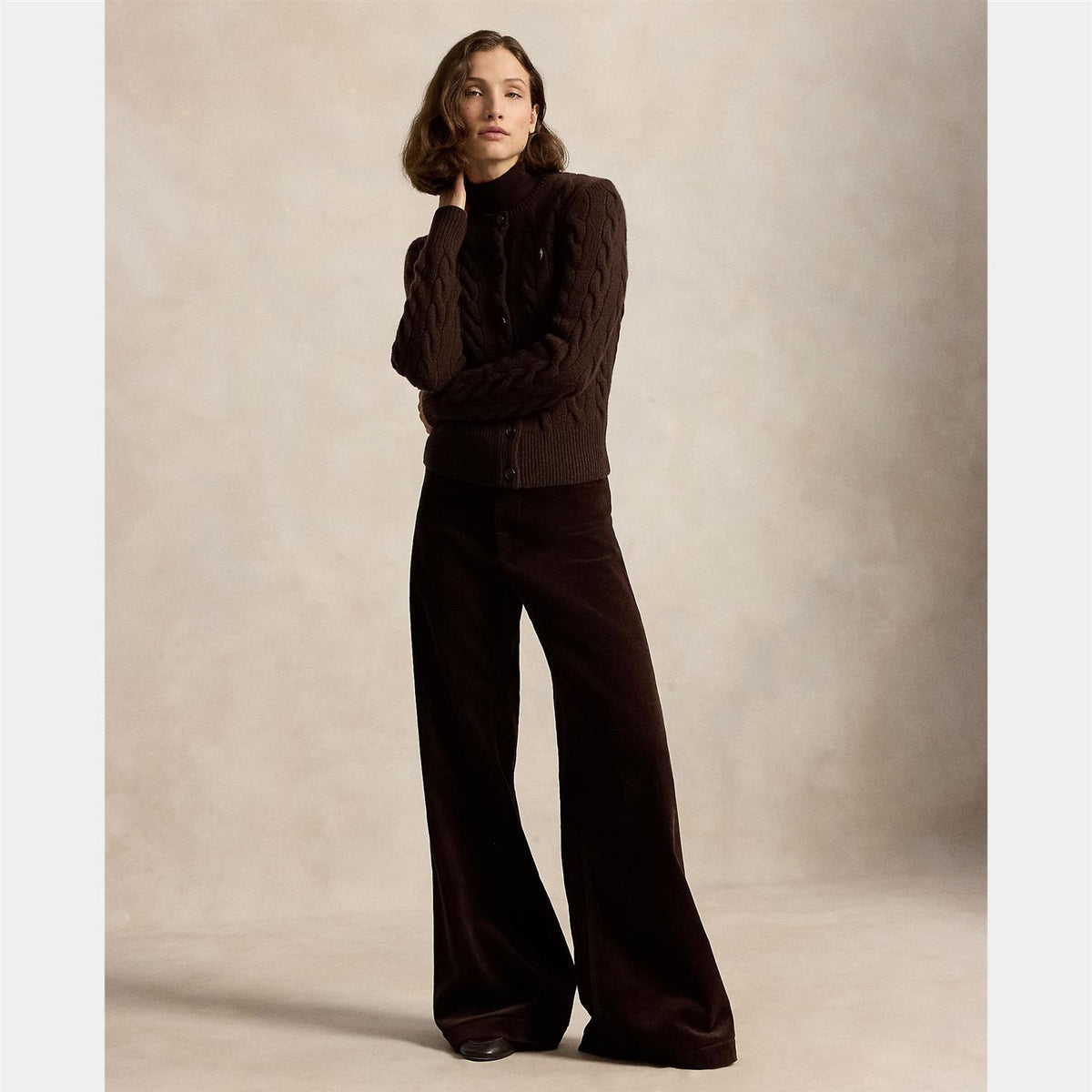 Cable-Knit Wool-Cashmere Cardigan - Brown