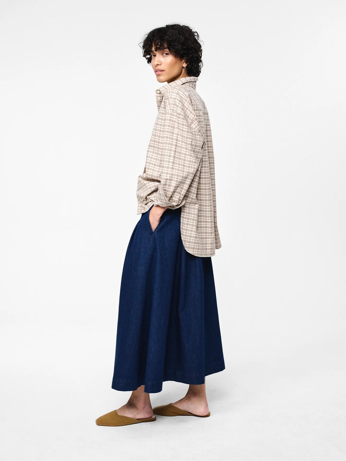 Edwina Flannel Shirt Checked Taupe