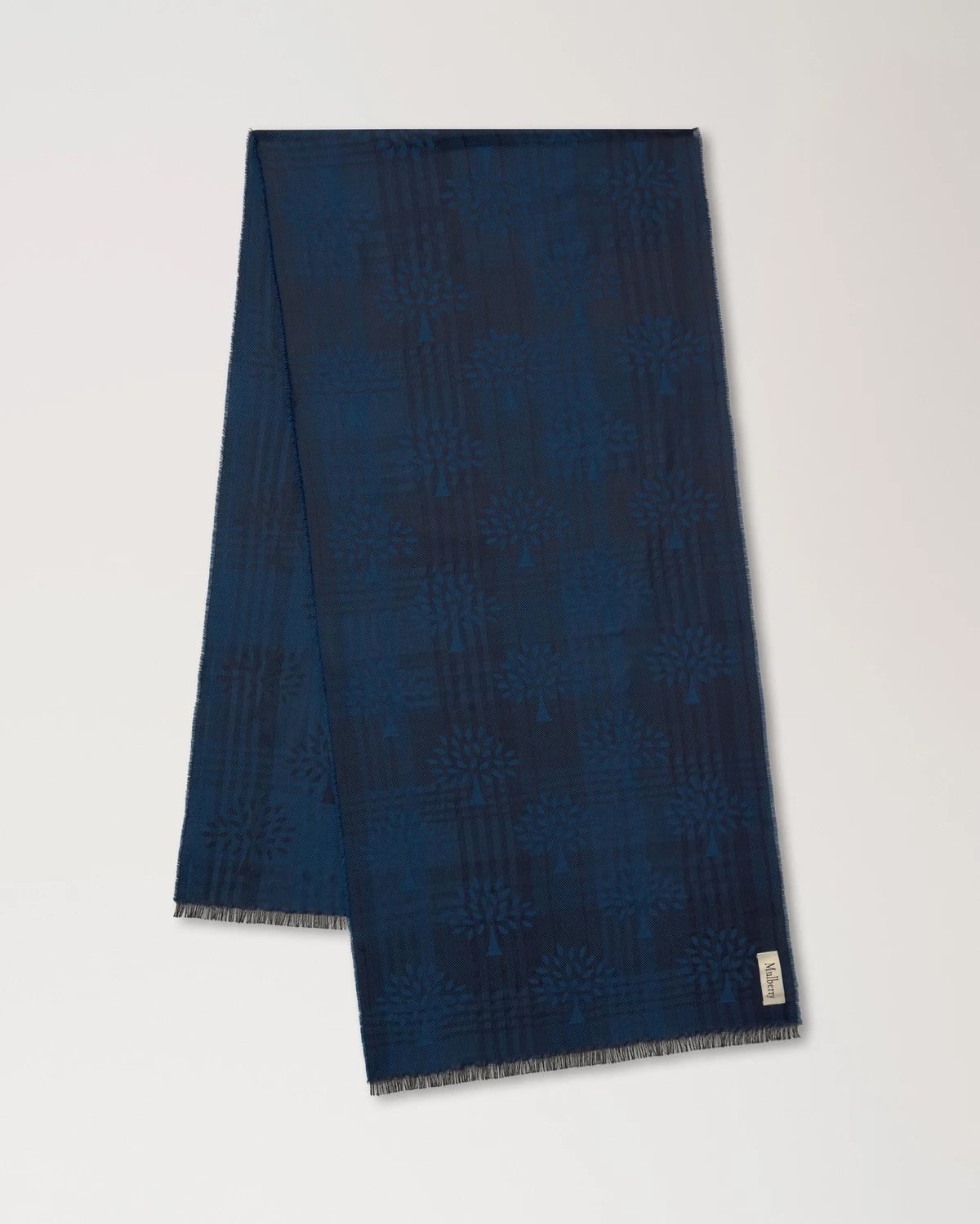 Check & Tree Rectangular Scarf 45 x 180 Night Sky