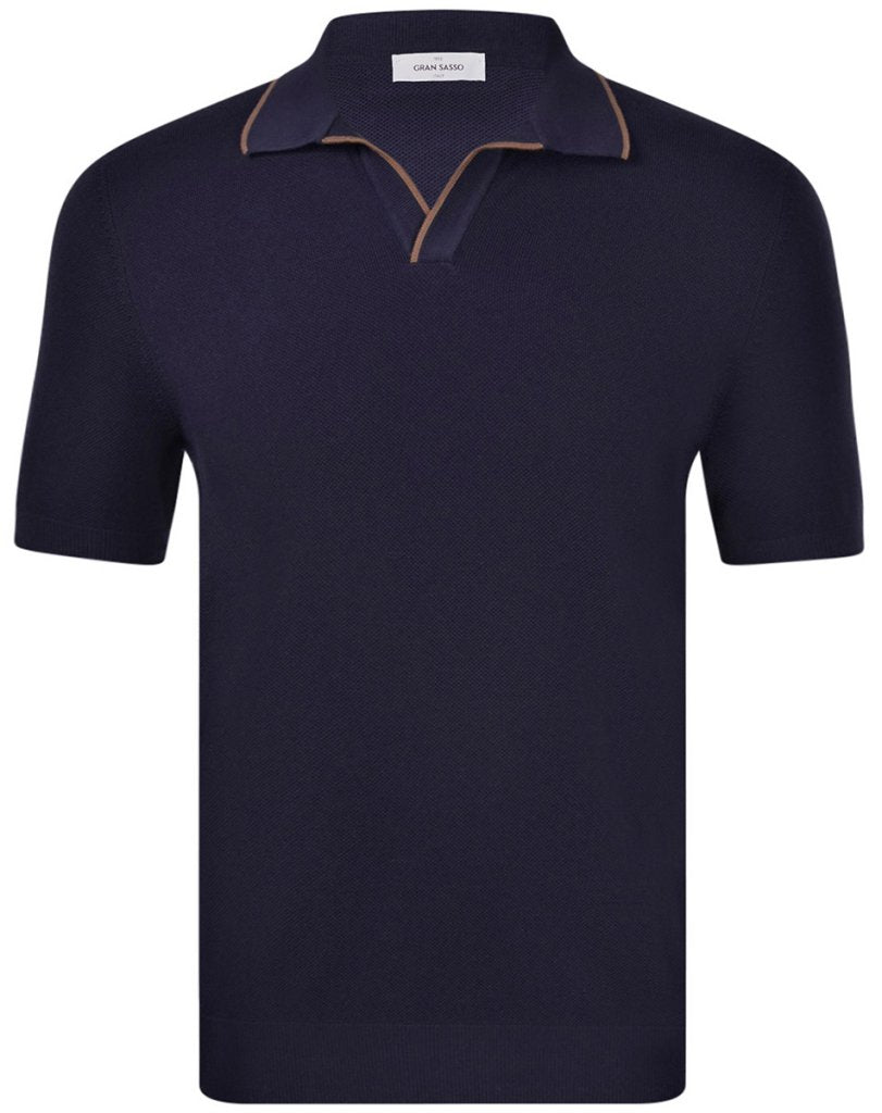 Knitted Pique Shirt - Navy