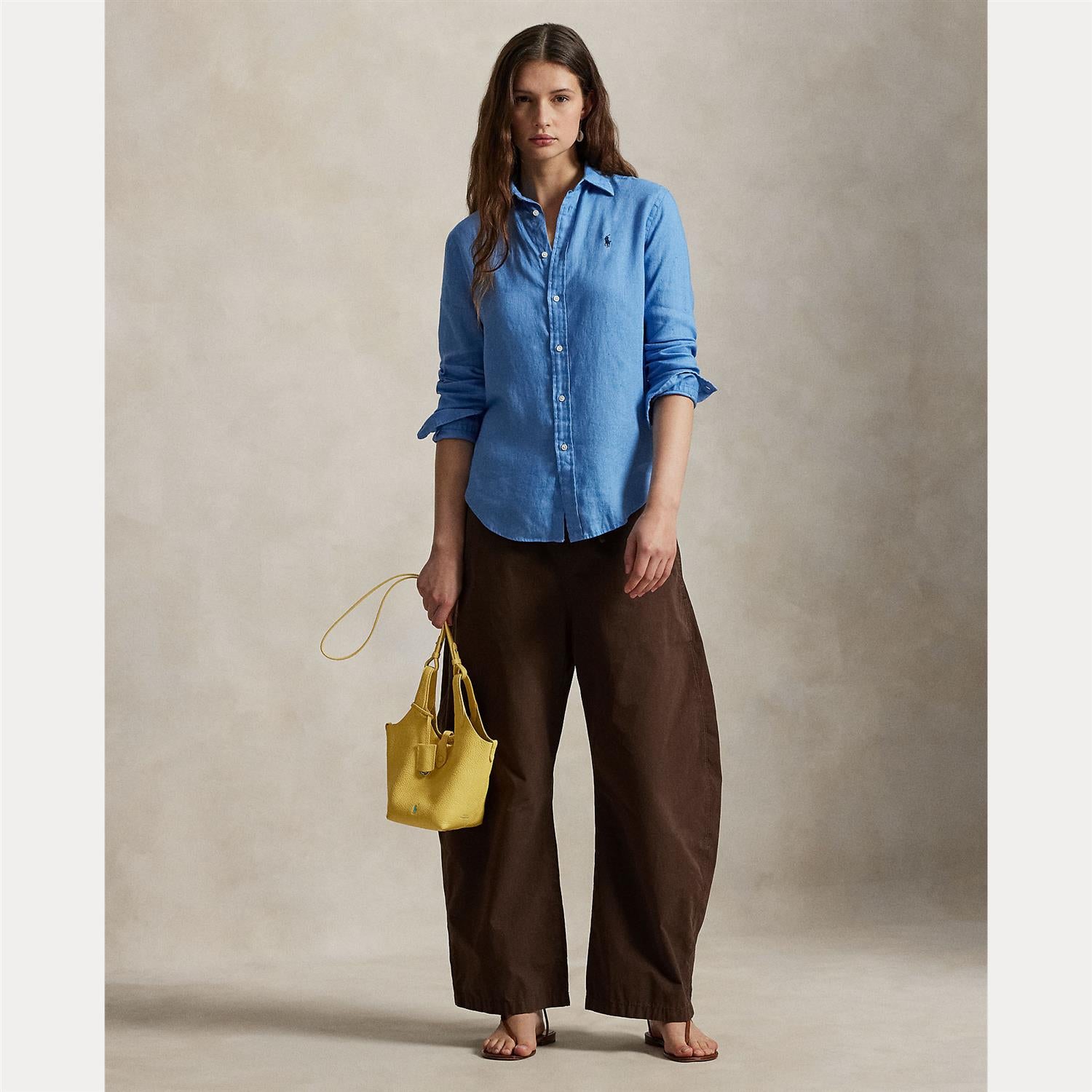 Classic-Long Sleeve-Button Front Shirt Blue