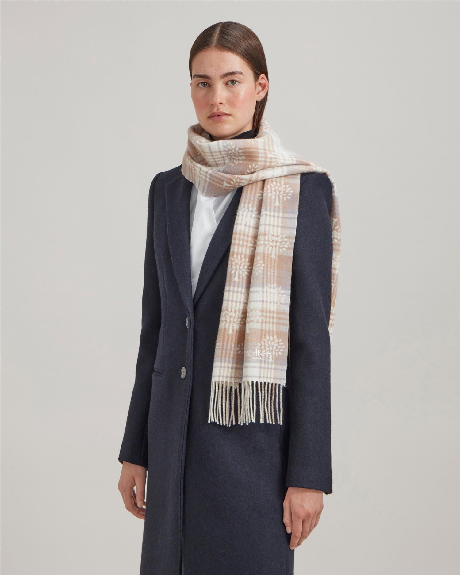 Mulberry Heritage Check & Tree Scarf 200 x 30 cm