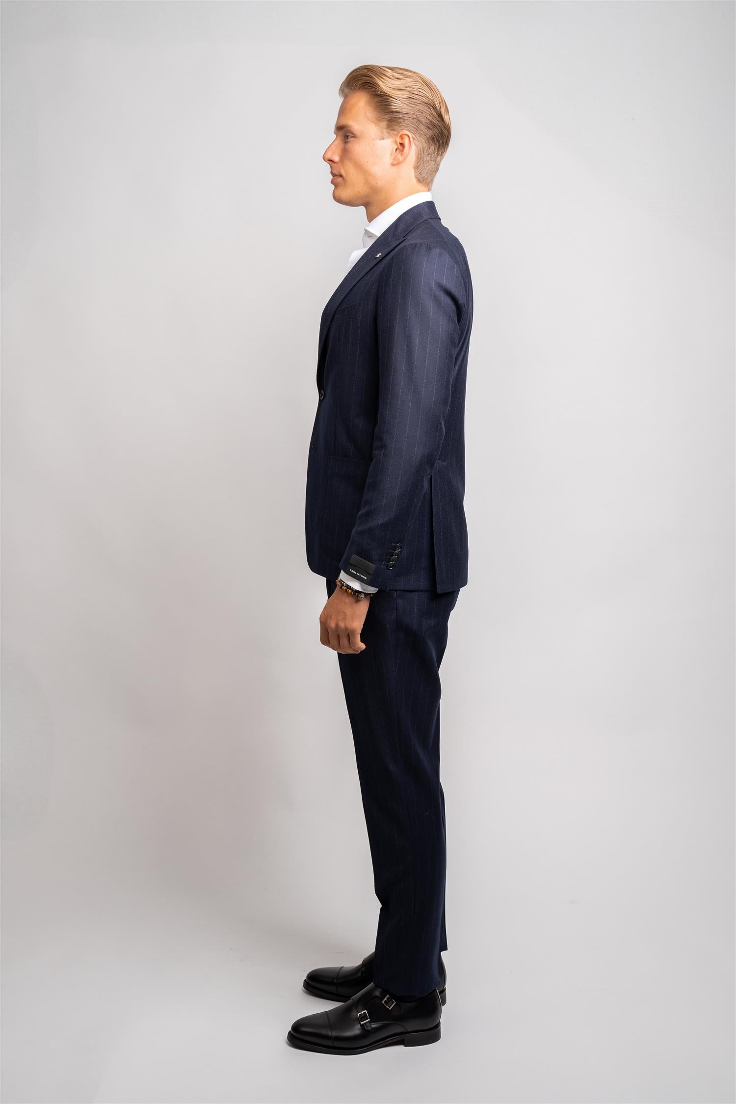 Flannel Pinstripe Suit - Navy
