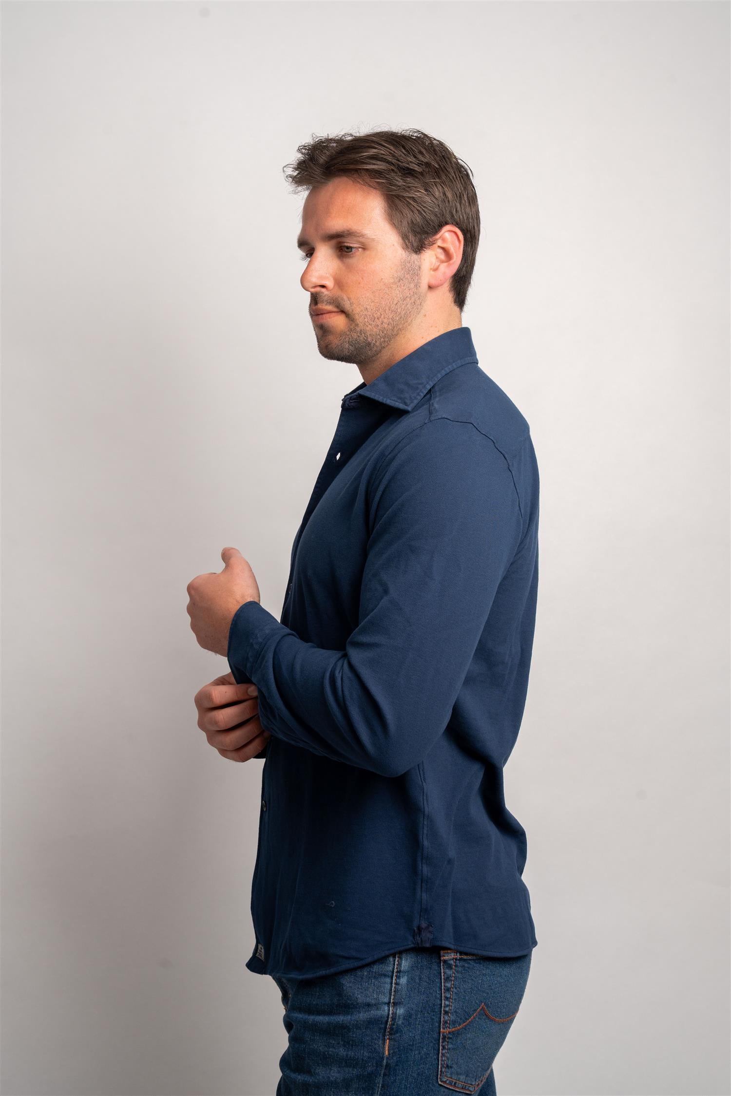 Long-sleeved Pique - Navy