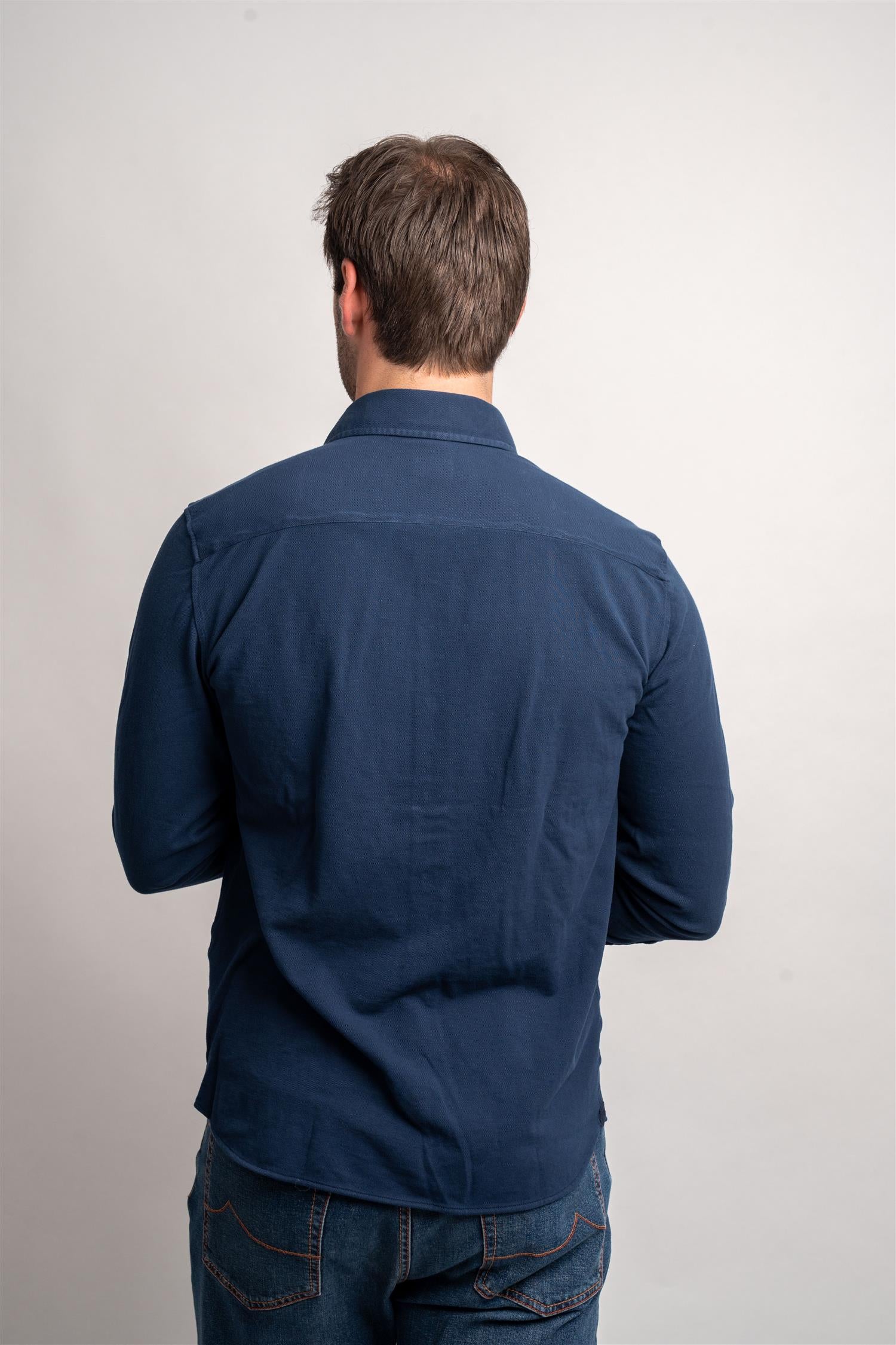 Long-sleeved Pique - Navy