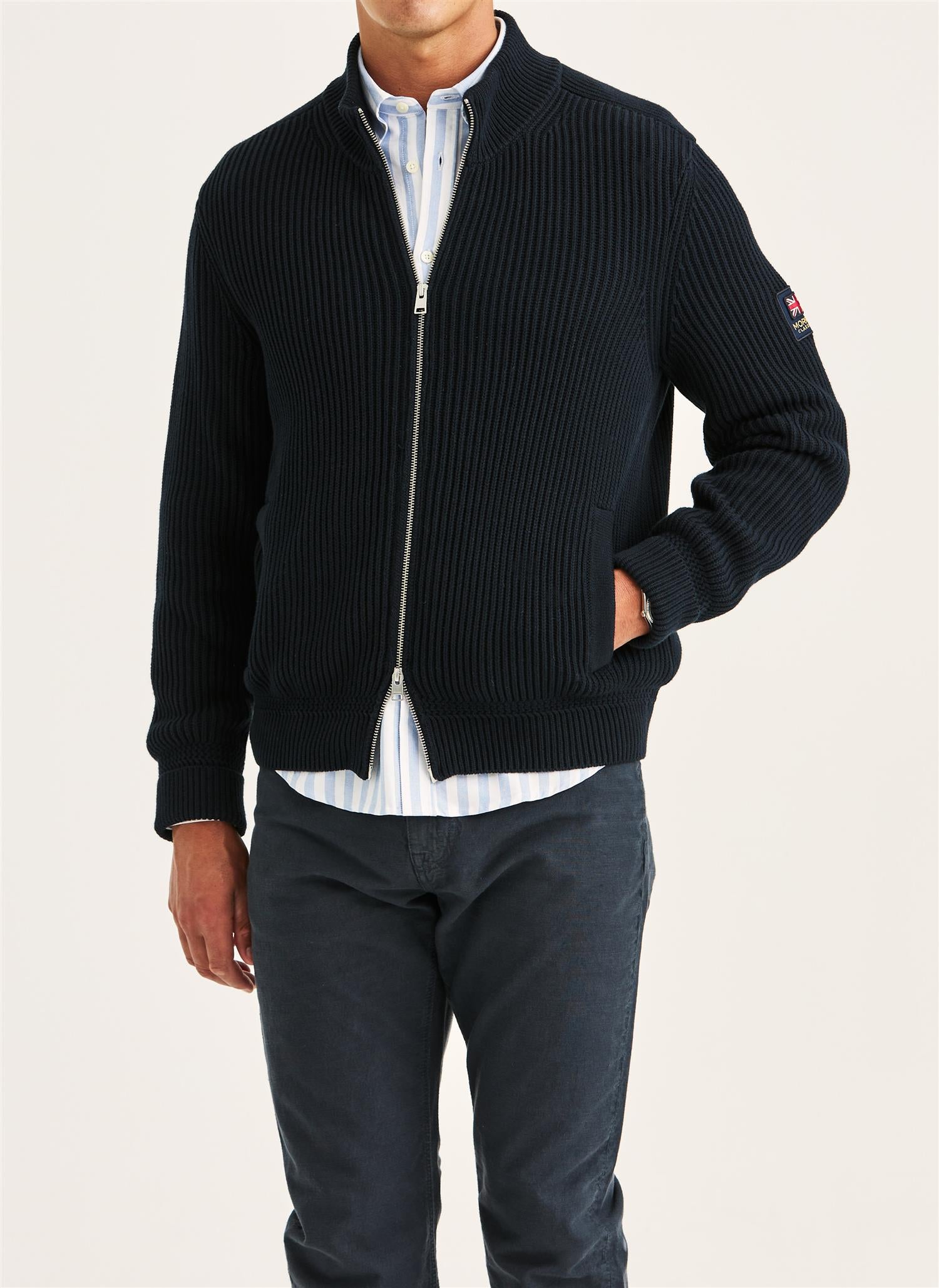 Brenton Zip Cardigan - Navy