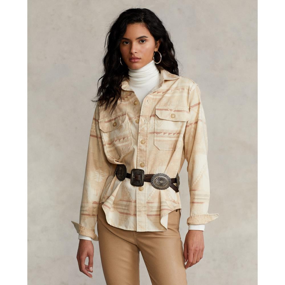 Print Long Sleeve Button Down Shirt