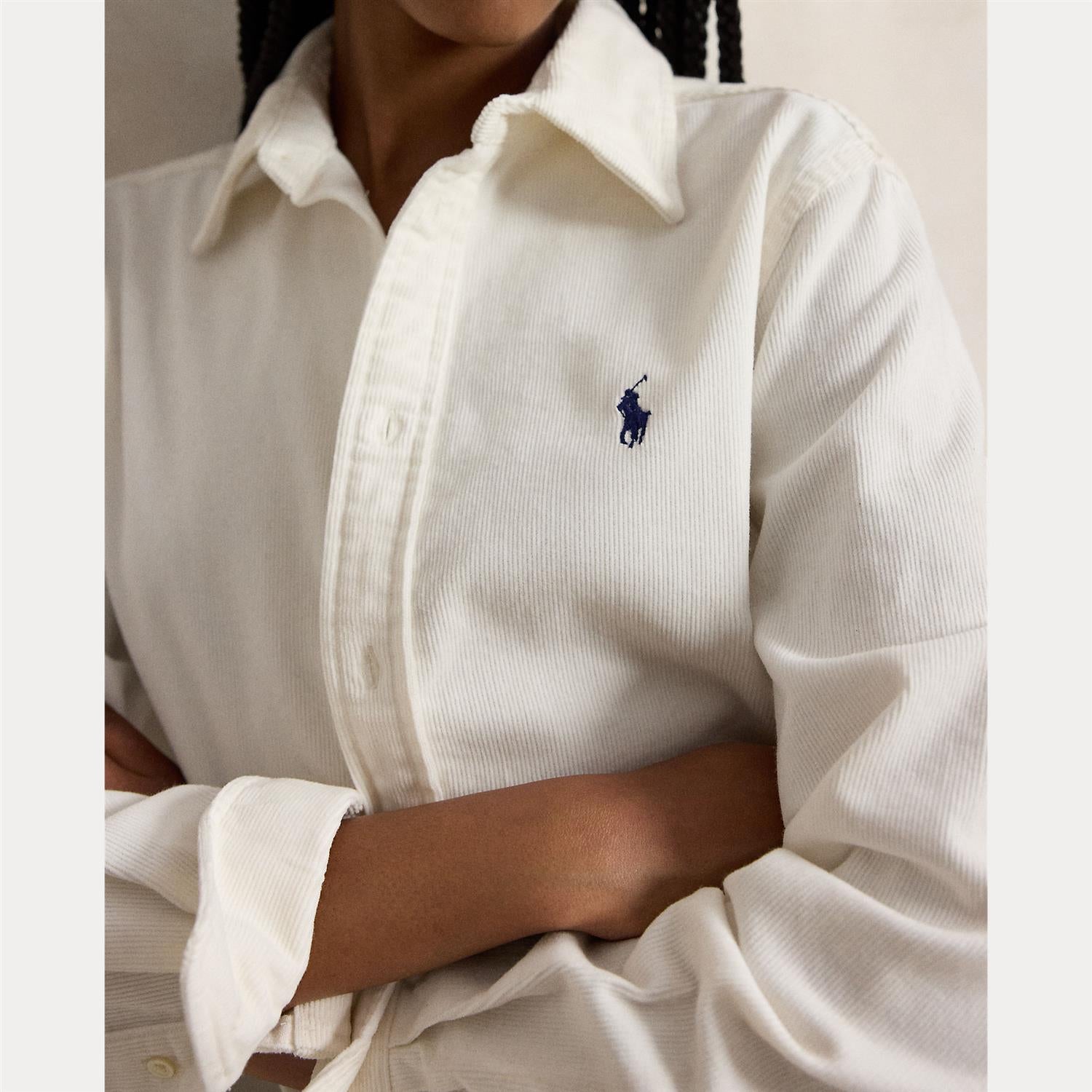 Classic Fit Cotton Corduroy Shirt Warm White