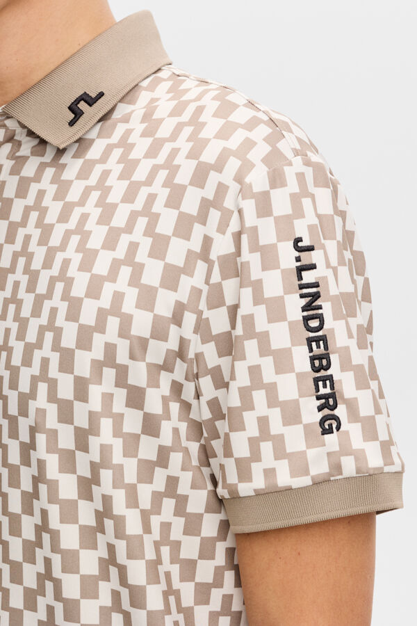 Tour Tech Print Polo- Bridge Stack Brindle