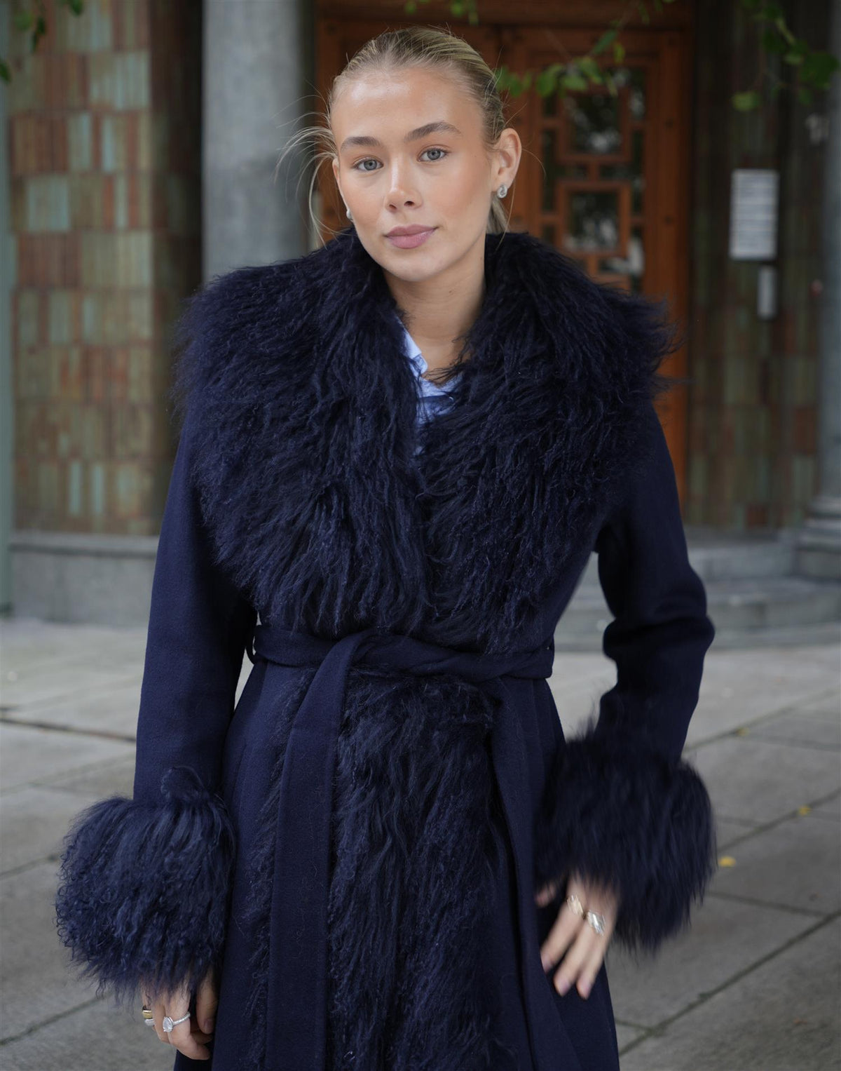 Lola Mongolian Coat - Navy