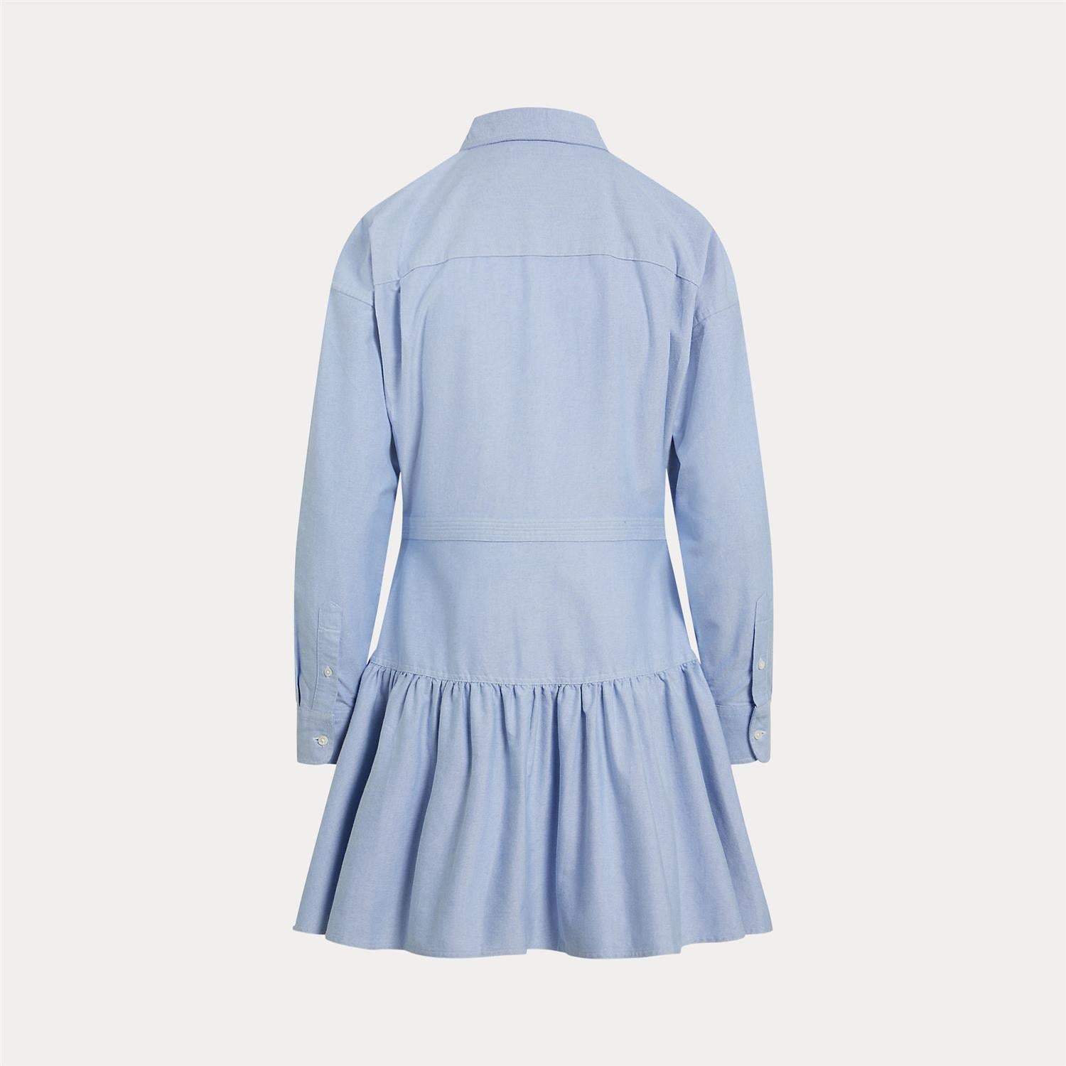 Cotton Oxford Paneled Shirtdress Blue