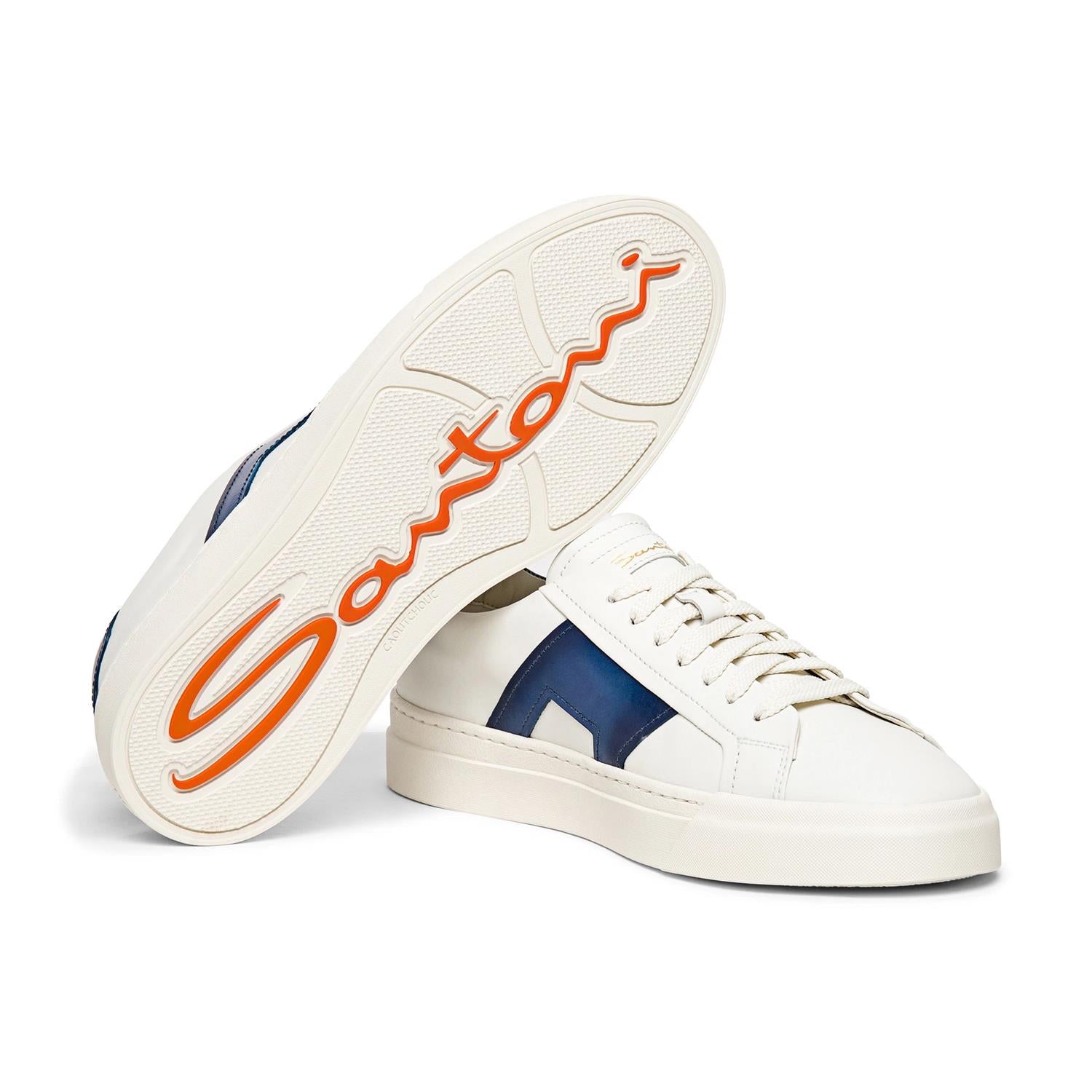 Double Buckle Sneaker - White/Blue