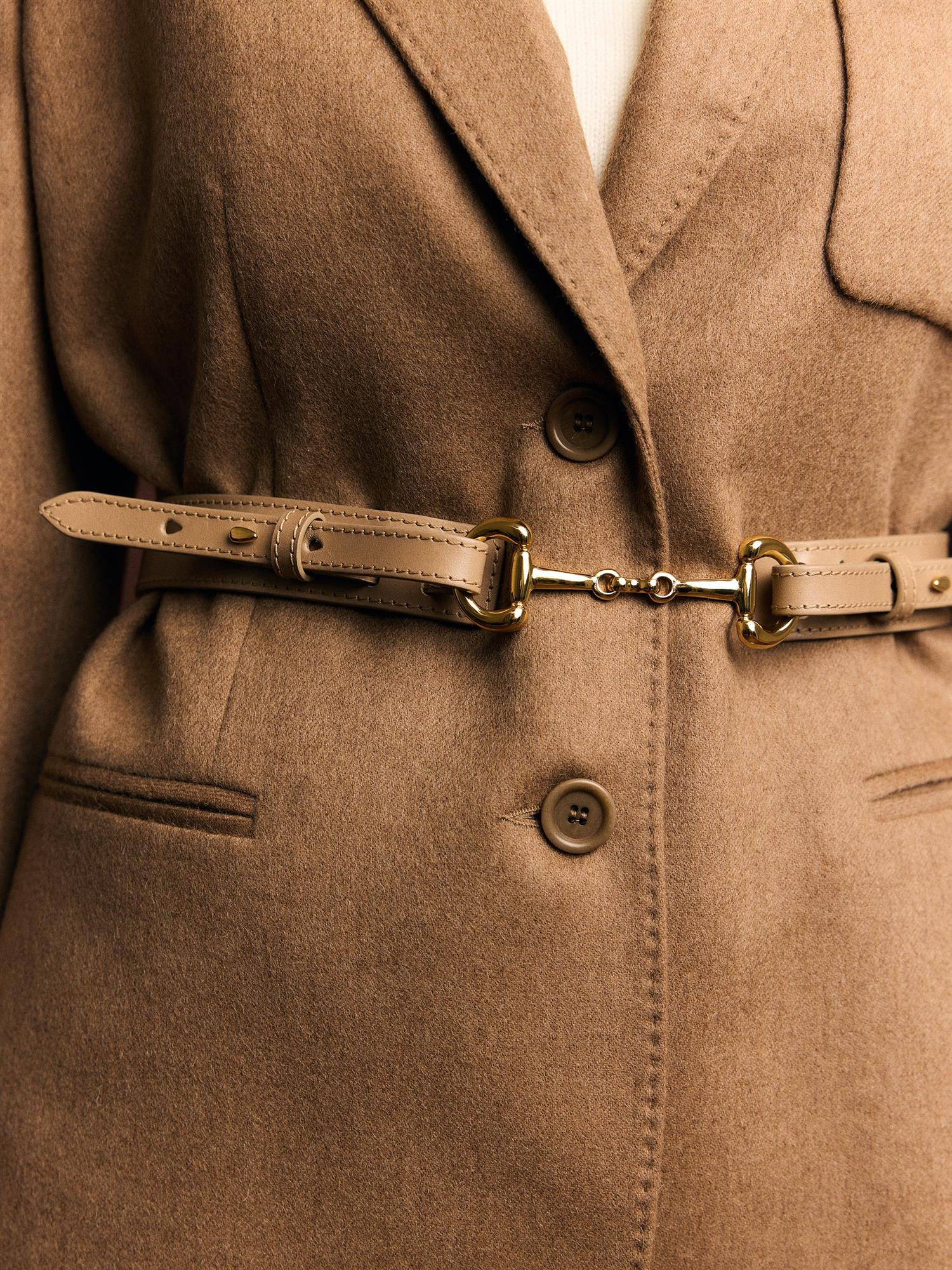 Gadia Leather Belt – Biscotti & Gold
