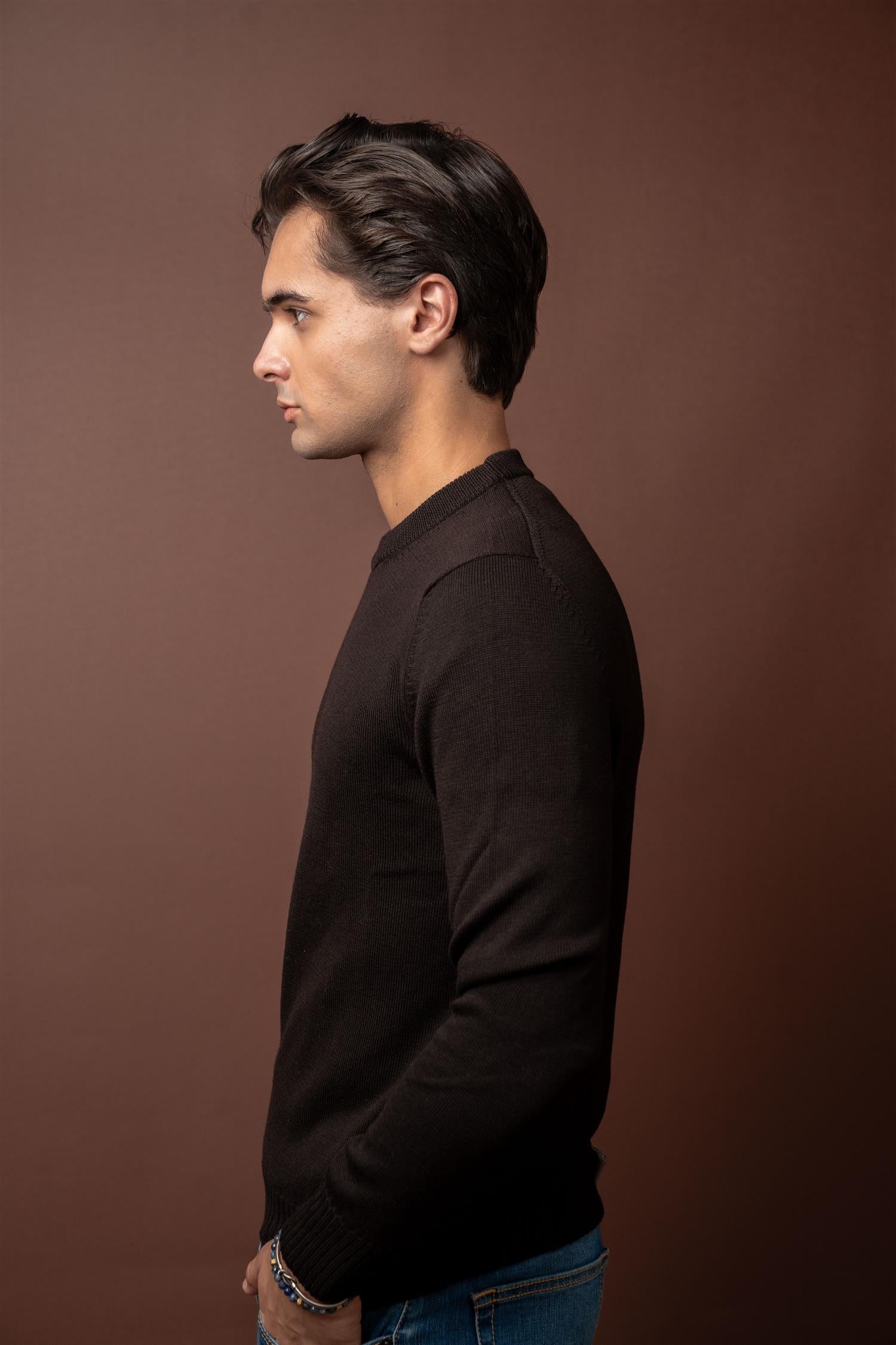 Crewneck Fine Merino - Brown