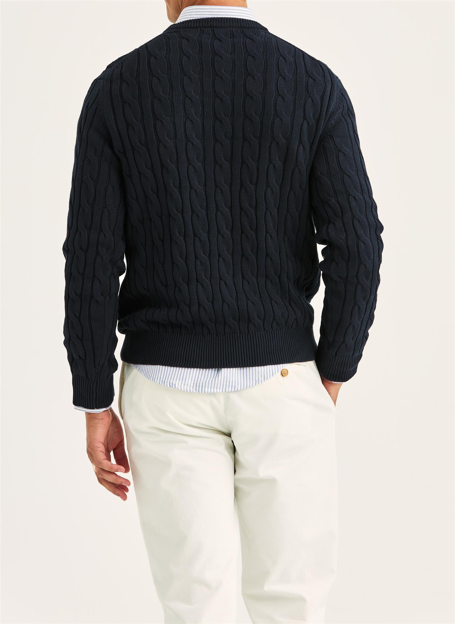 Ethan Cable Oneck - Old Blue