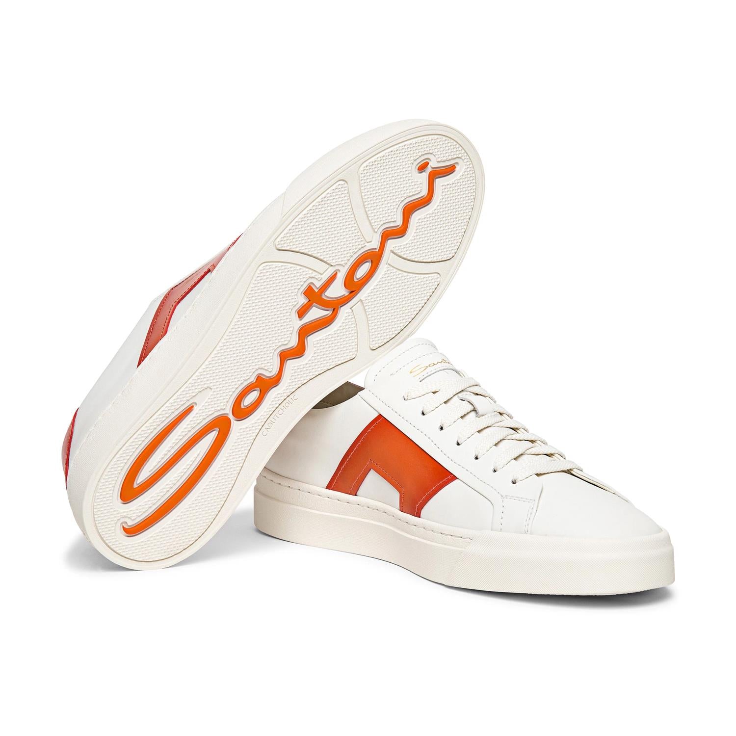 Double Buckle Sneaker White/Orange