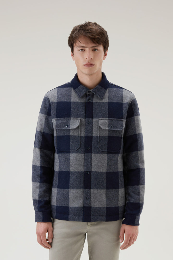 Alaskan Wool Check Overshirt Navy