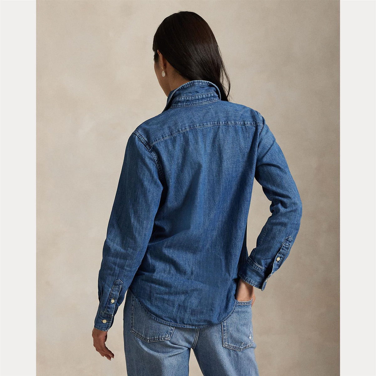 Denim Long Sleeve Button Front Shirt