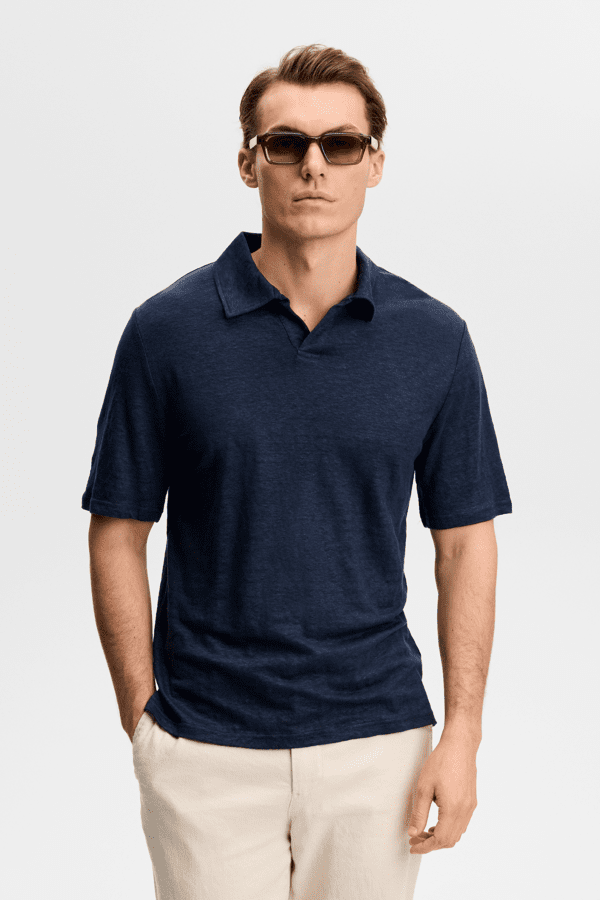 Roy Linen Polo - Navy