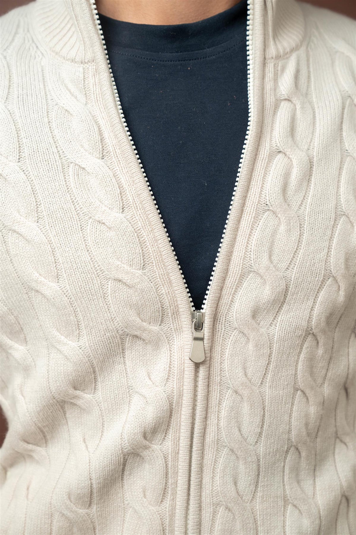 Cable Knitted Lana Cashmere - Beige