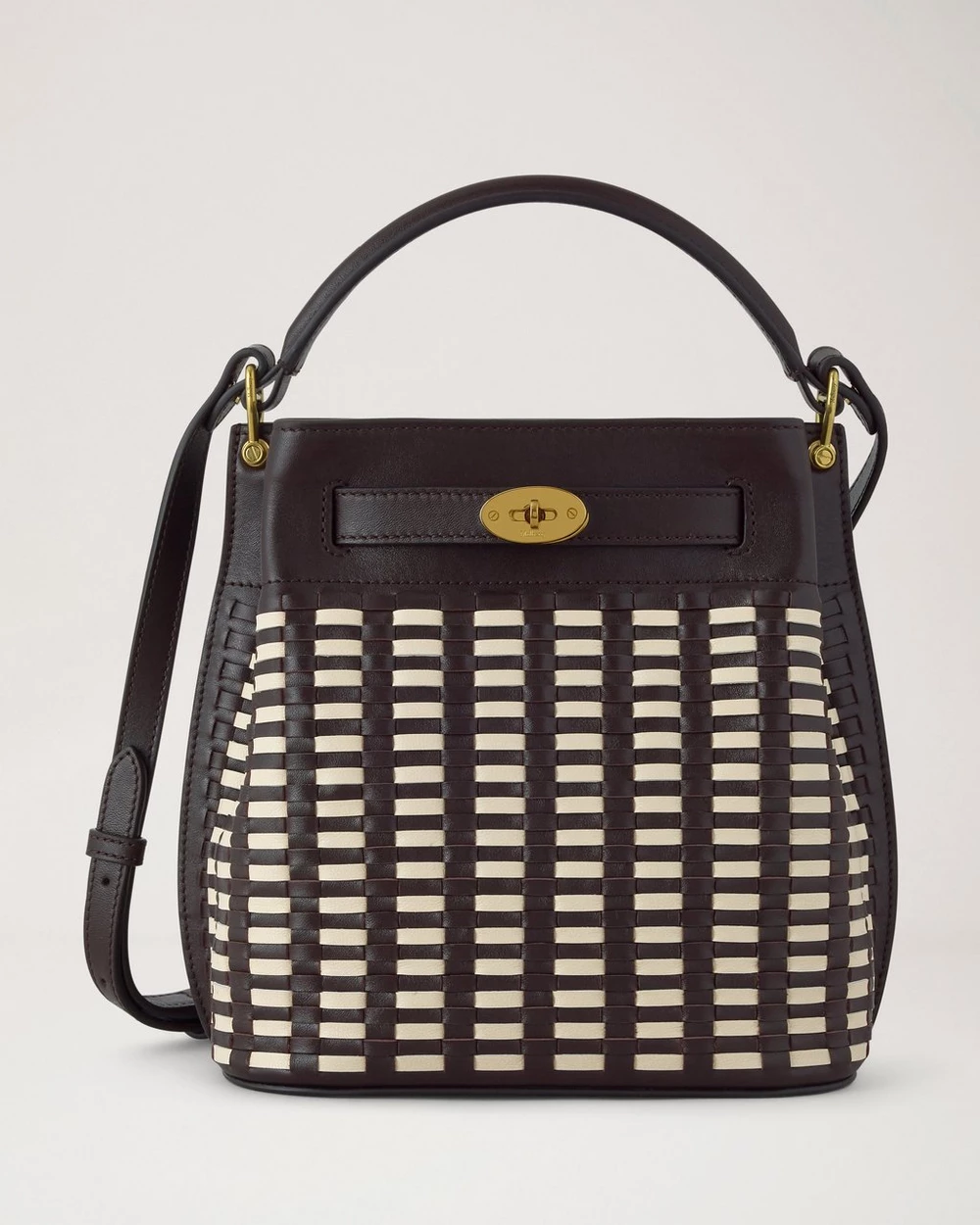 Islington Bucket Woven Leather Ebony-Eggshell