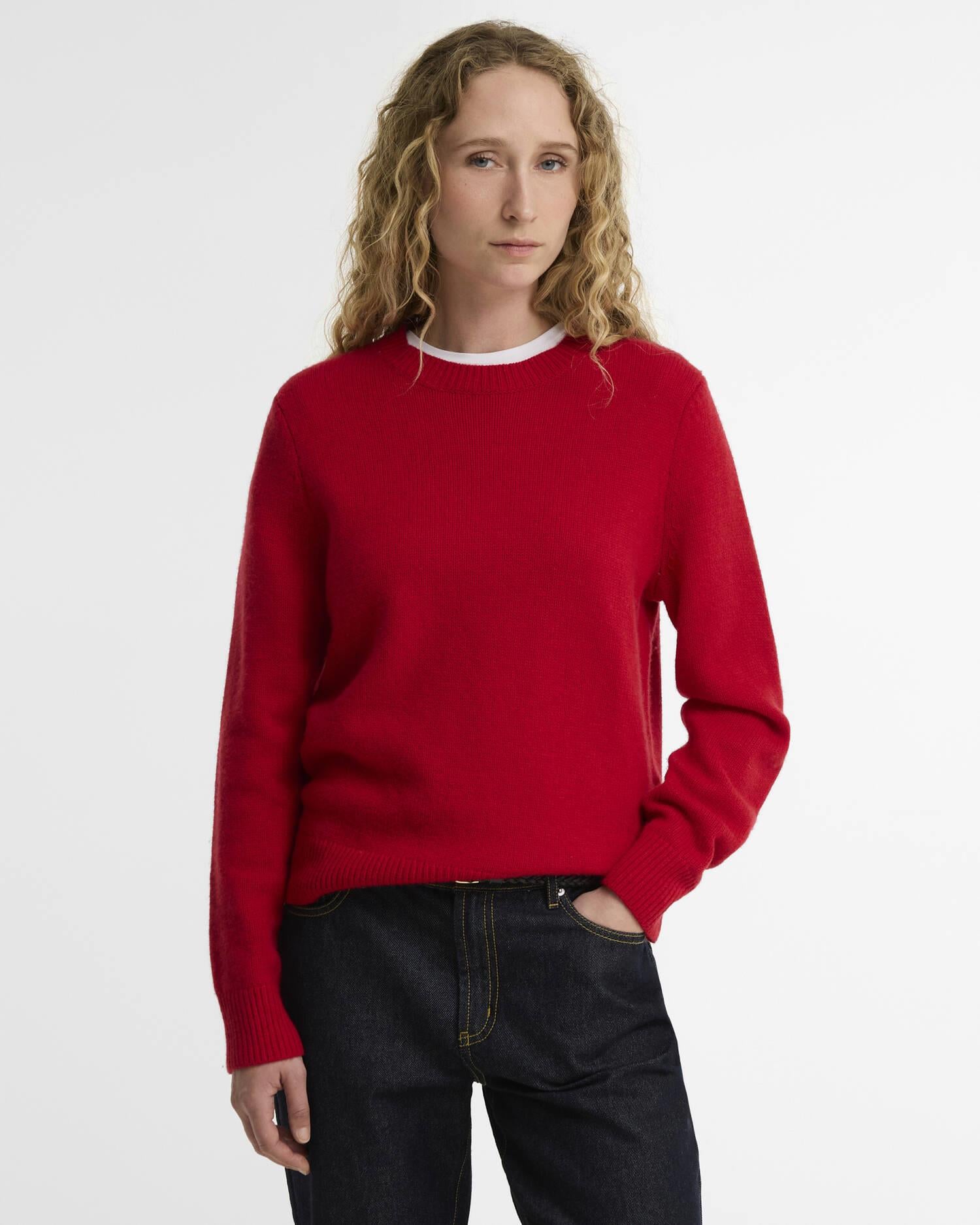Woodhouse Wool-Cashmere Crew Neck Jumper Crimson