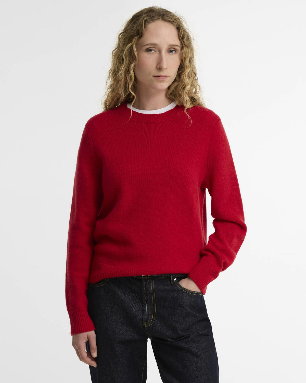 Woodhouse Wool-Cashmere Crew Neck Jumper Crimson